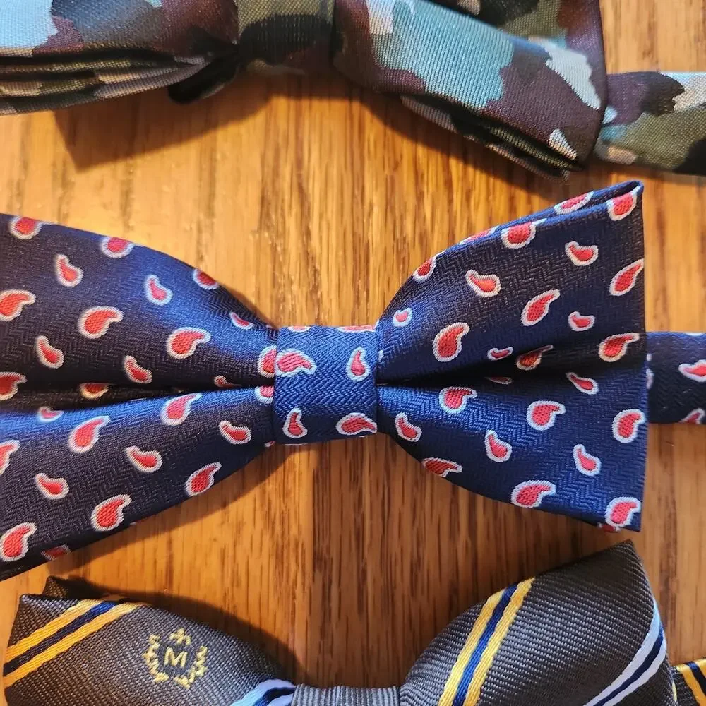3 Men Camouflage Paisley Jacquard Bowtie Pre-tied Wedding Bow Tie Adjustable